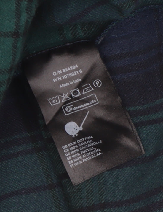 Monki Womens Green Check Flannel Button-Up Shirt Size 12