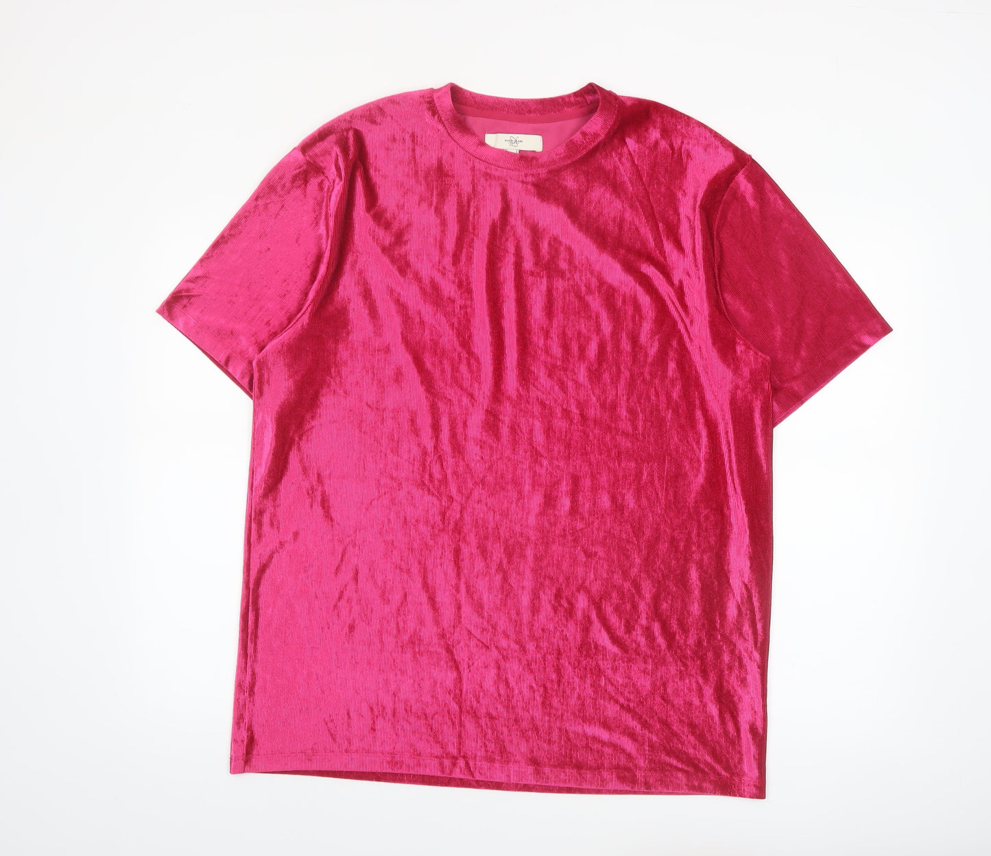 River Island Men's Pink Velvet Short Sleeve Crew Neck XL T-Shirt