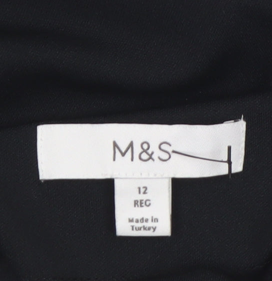 Marks and Spencer Women’s Black Size 12 Bubble Hem Long Sleeve Dress