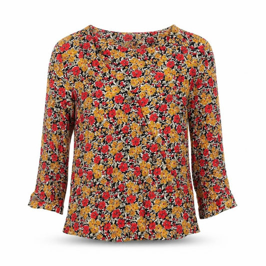 F&F Women’s Multicoloured Floral Tunic Blouse UK 8 Viscose 3/4 Sleeve