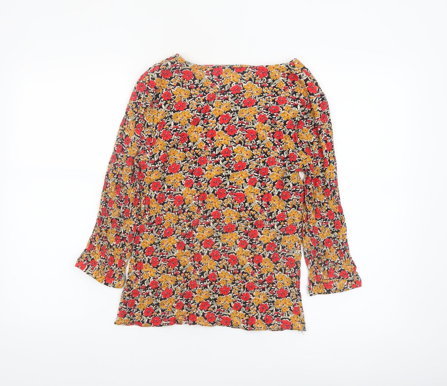 F&F Women’s Multicoloured Floral Tunic Blouse UK 8 Viscose 3/4 Sleeve