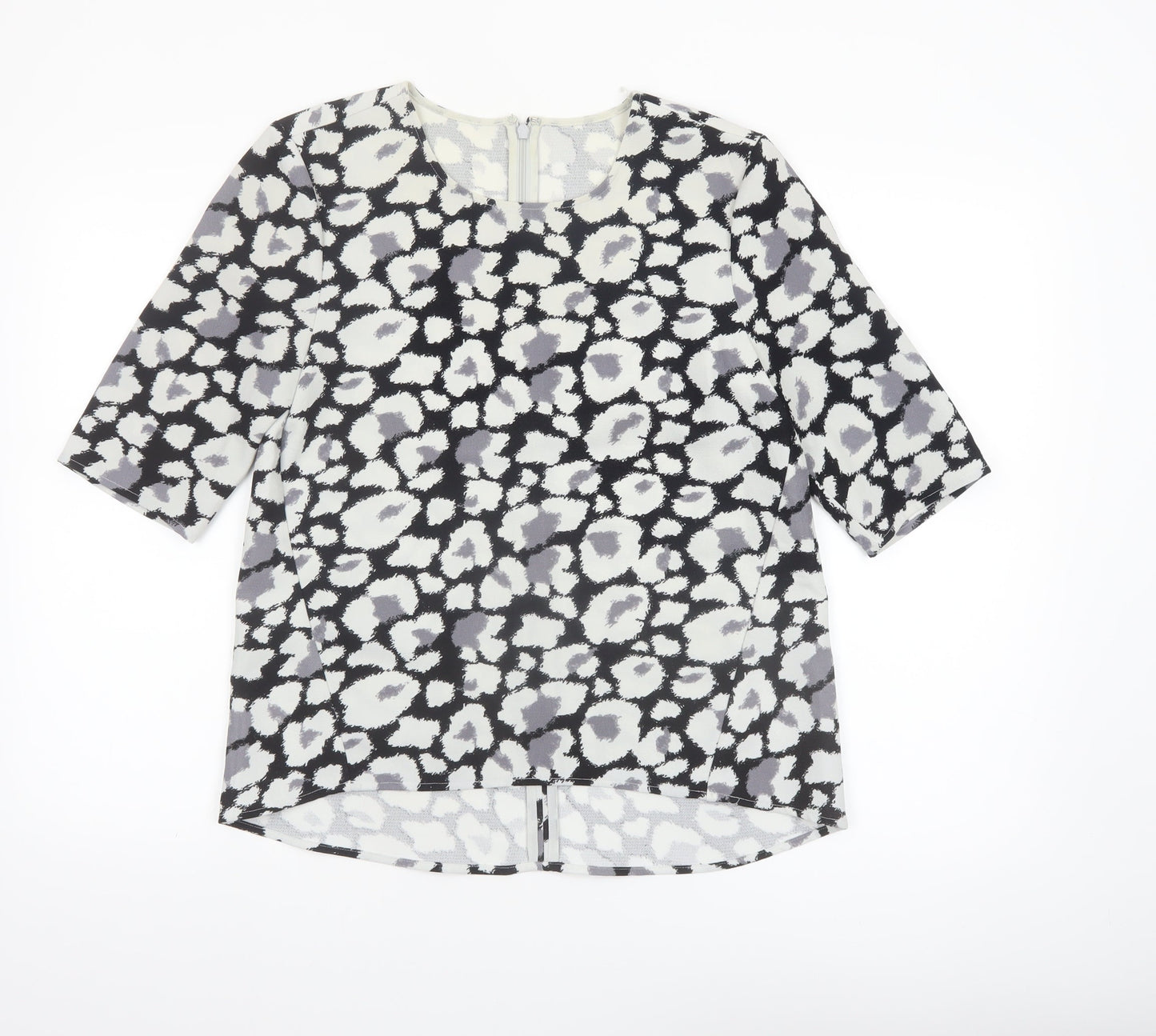 Whistles Women’s Black Animal Print 3/4 Sleeve Blouse Size 8