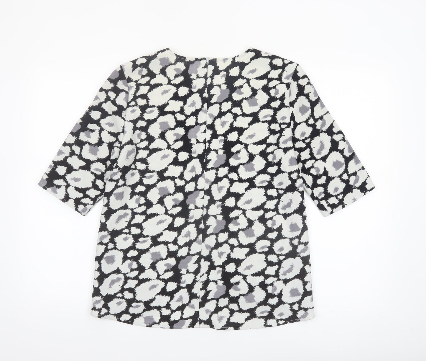 Whistles Women’s Black Animal Print 3/4 Sleeve Blouse Size 8