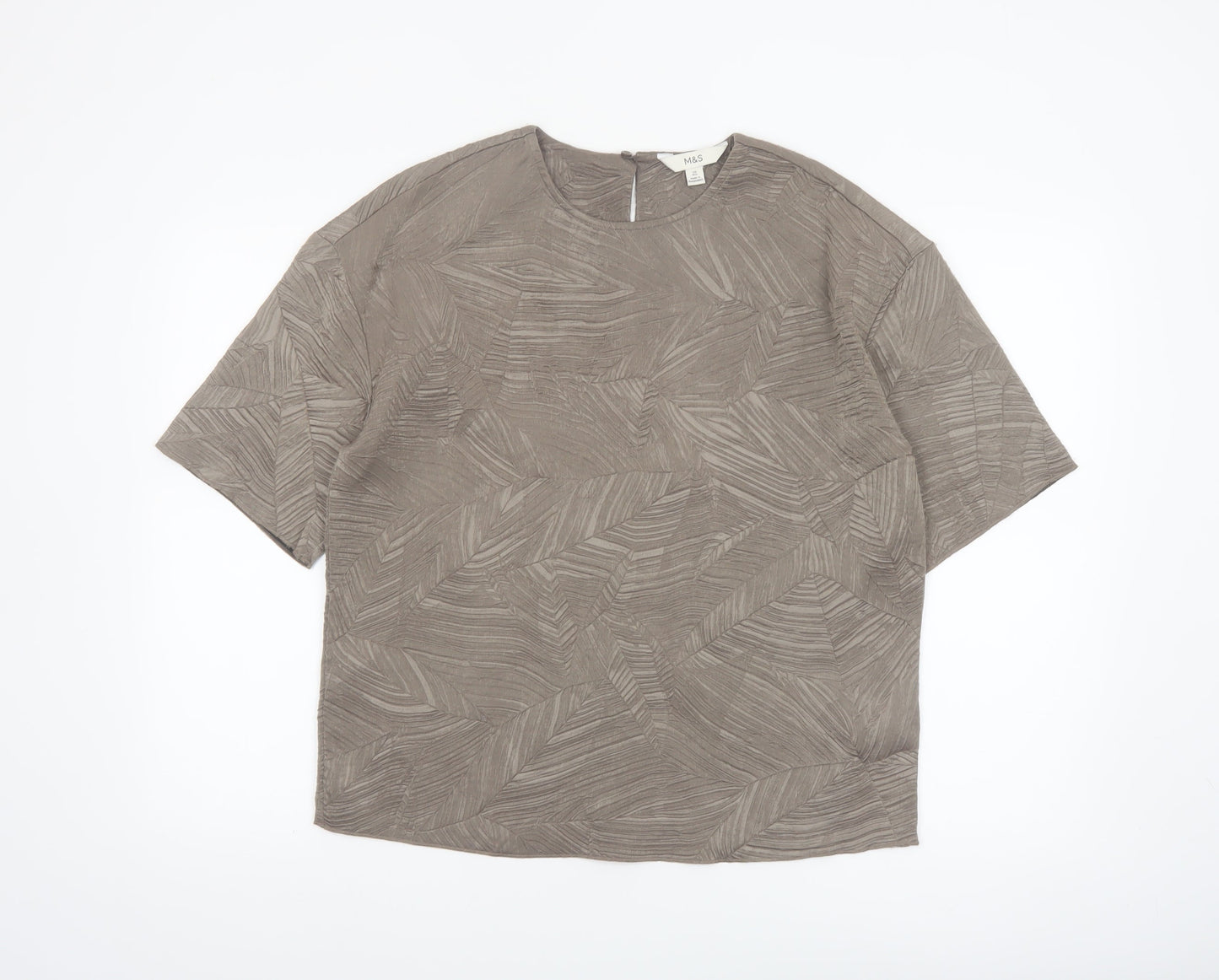 Marks and Spencer Womens Brown Geometric Blouse Size 10 Regular