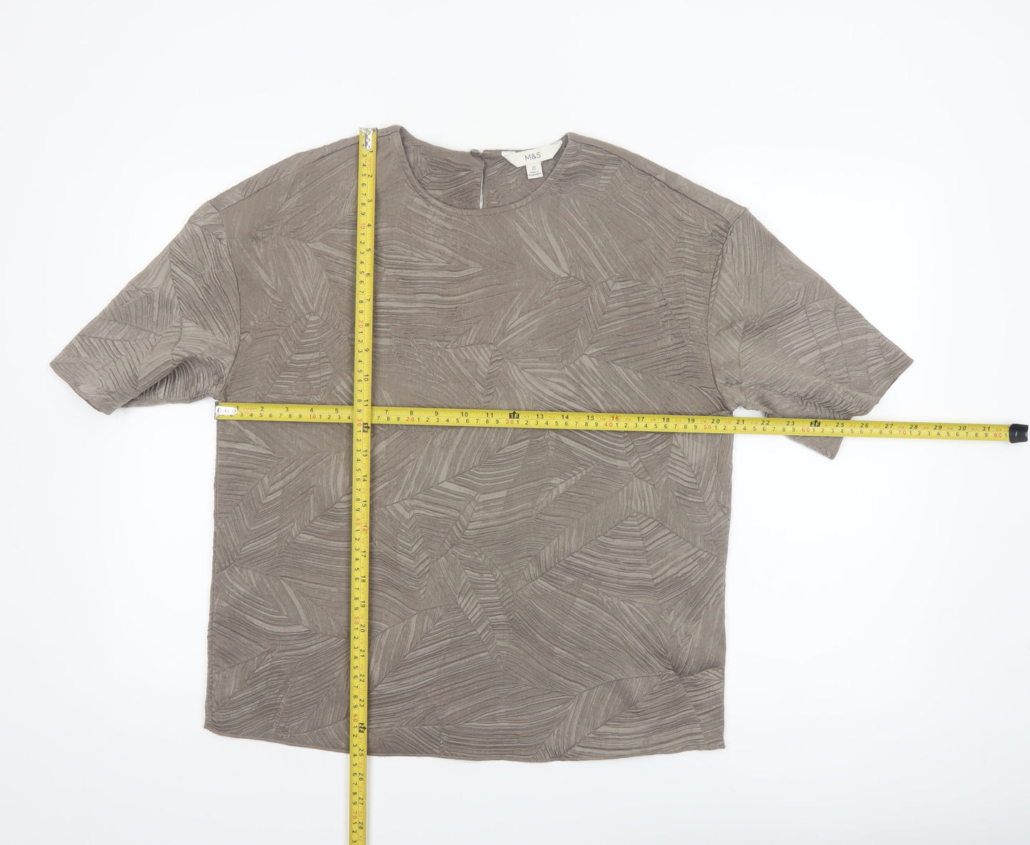 Marks and Spencer Womens Brown Geometric Blouse Size 10 Regular