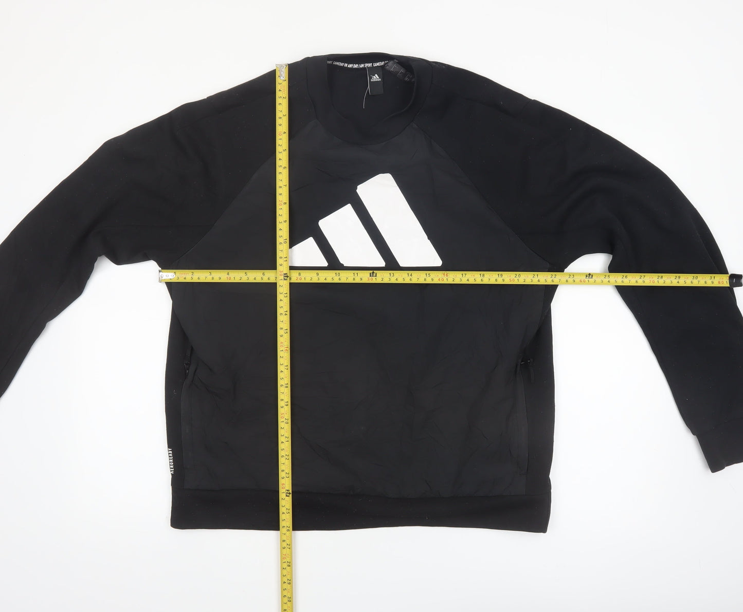 Adidas Men’s Black Large Pullover Sweatshirt Crew Neck Logo Sports Top