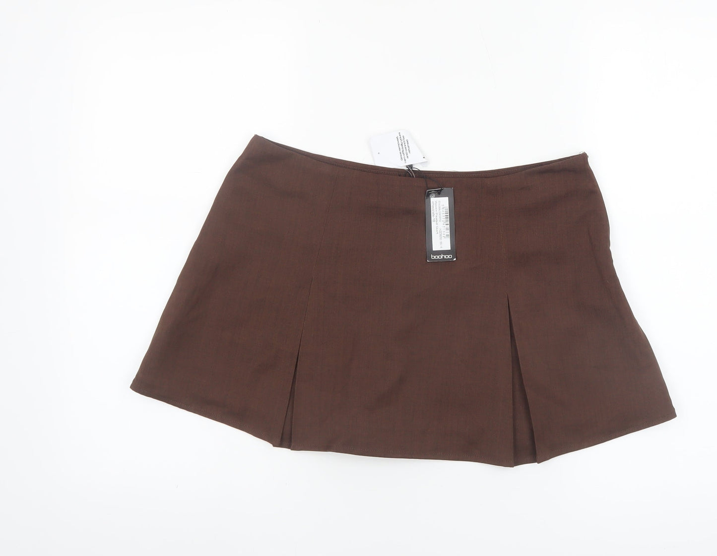 Boohoo Women Brown A-Line Short Skirt Size 10 Polyester