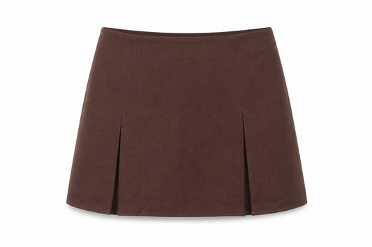 Boohoo Women Brown A-Line Short Skirt Size 10 Polyester