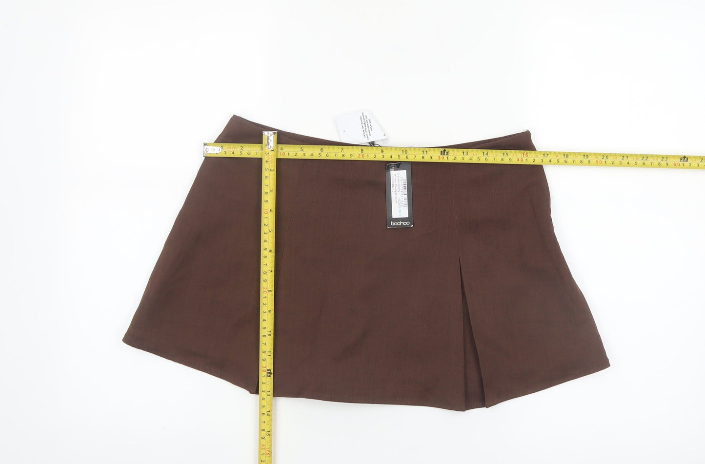 Boohoo Women Brown A-Line Short Skirt Size 10 Polyester