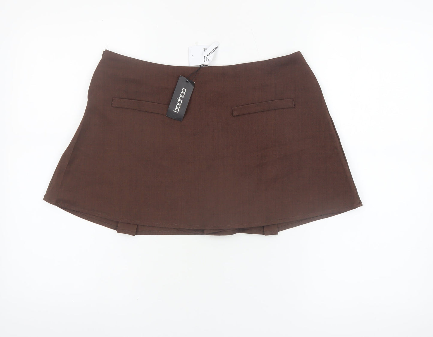 Boohoo Women Brown A-Line Short Skirt Size 10 Polyester