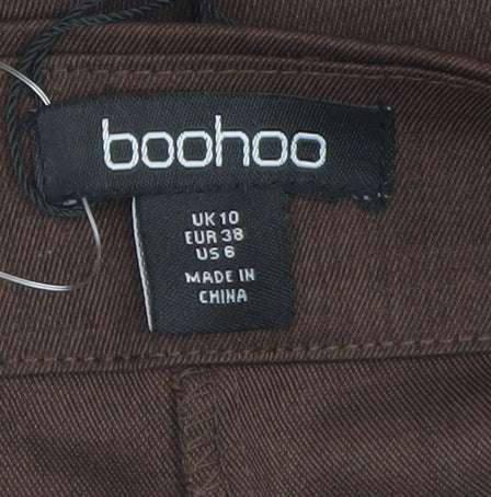 Boohoo Women Brown A-Line Short Skirt Size 10 Polyester