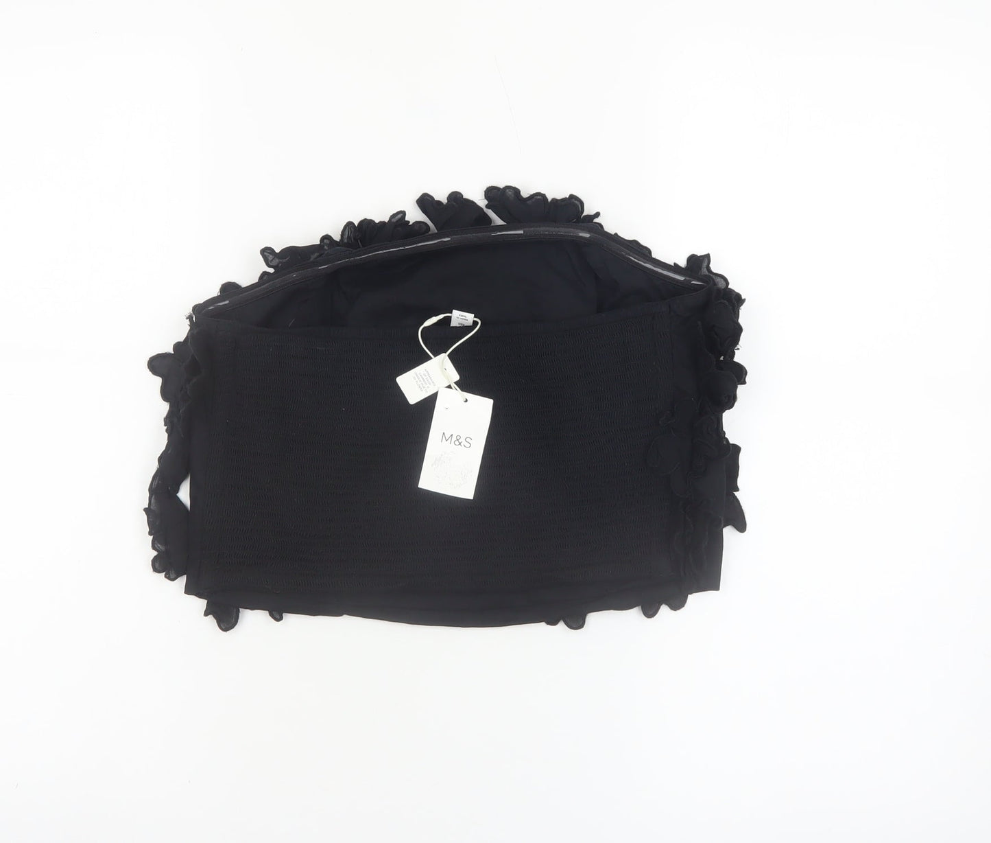 Marks and Spencer Women’s Black Strapless Ruffle Chiffon Blouse Size 12