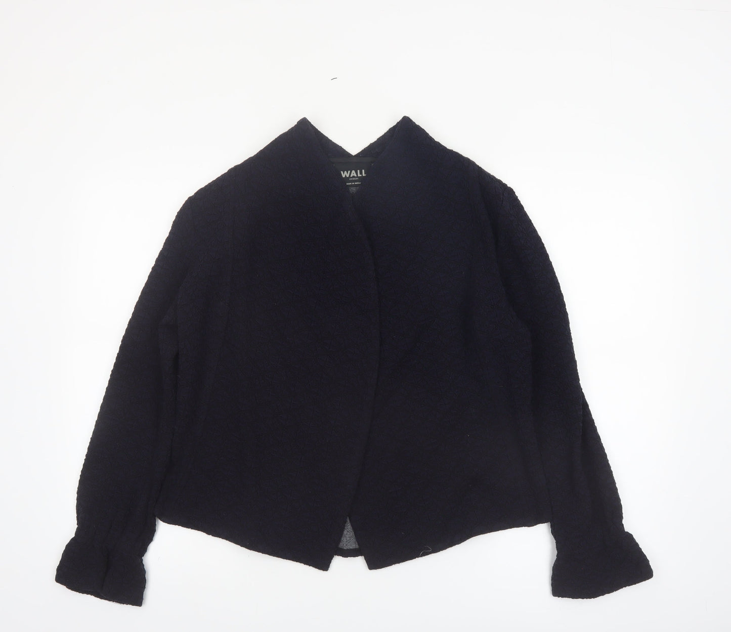 Wall London Women's Black Small Open Jacket Wool Blend Made in Britain