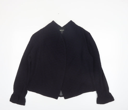 Preloved Wall London Women's Black Small Open Jacket Wool Blend Made in Britain - Front