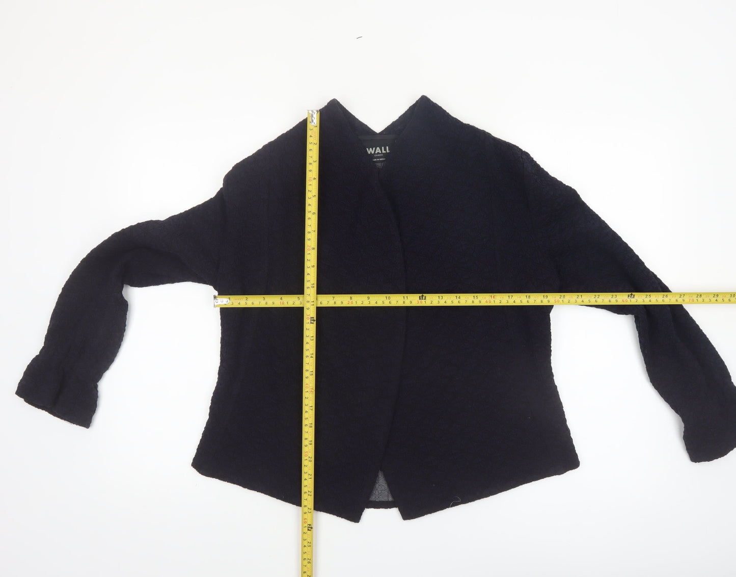 Wall London Women's Black Small Open Jacket Wool Blend Made in Britain