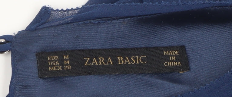 Zara Basic Women’s Blue Pleated Chiffon Shift Dress Size 12