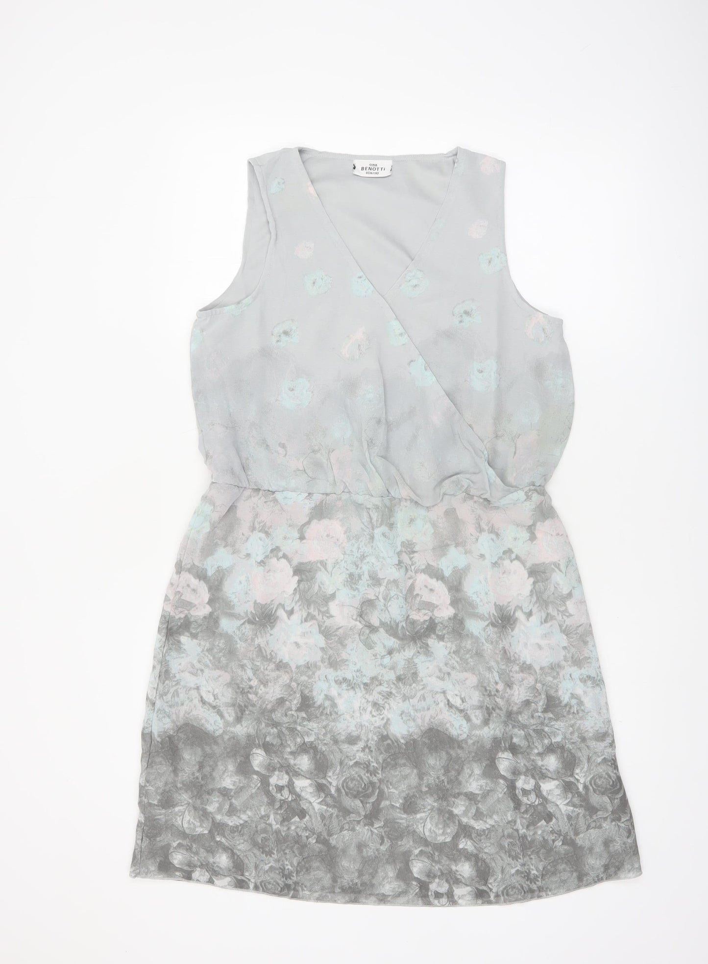 Gina Benotti Womens Grey Floral Sleeveless Shift Dress Size 10