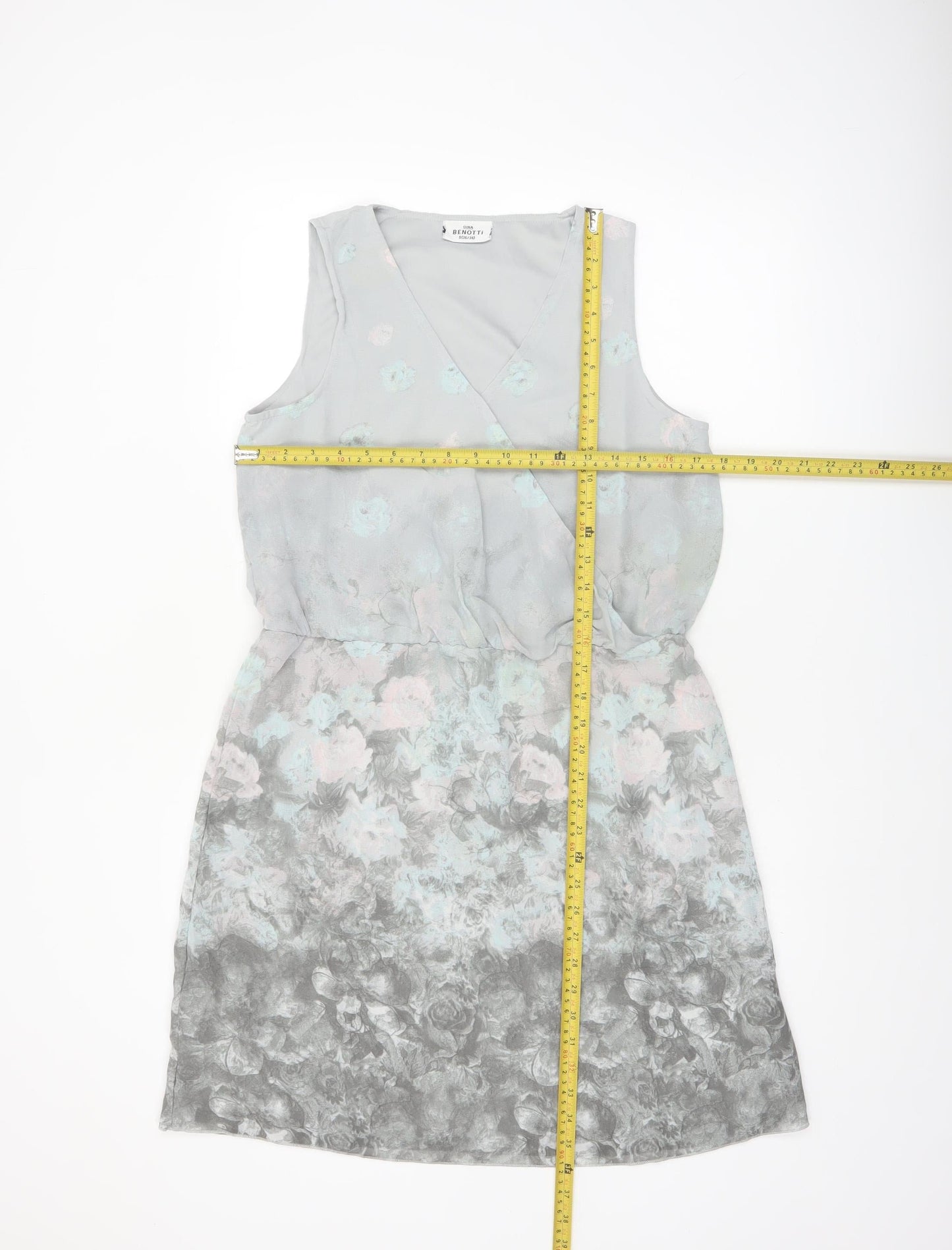 Gina Benotti Womens Grey Floral Sleeveless Shift Dress Size 10