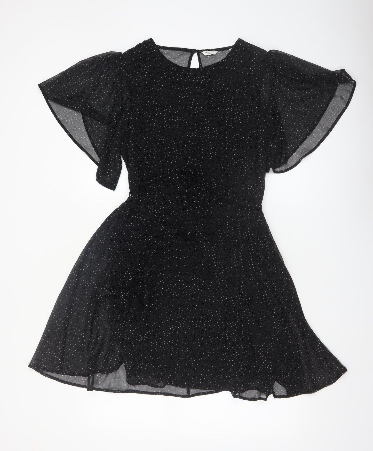Jack Wills Women’s Black Polka Dot Fit & Flare Dress Size 8