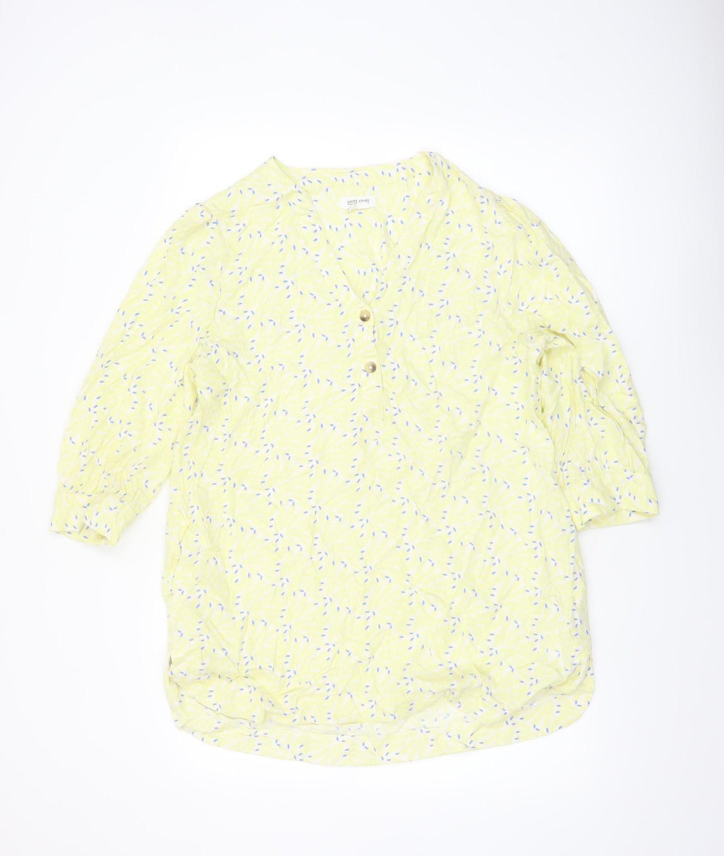 White Stuff Womens Yellow Floral Viscose Tunic Blouse UK 12