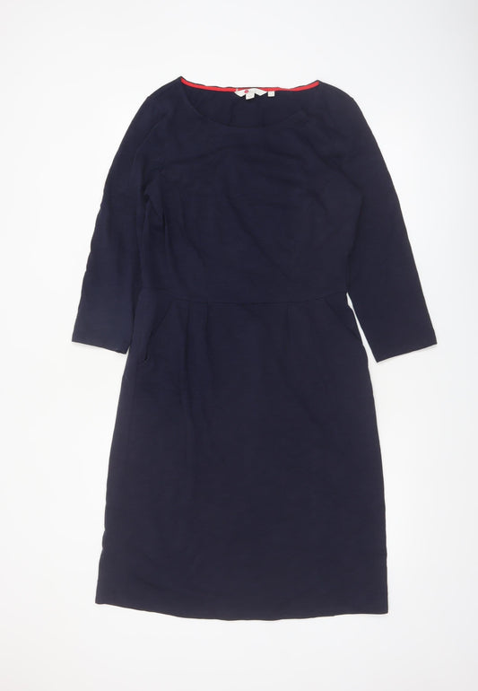 Boden Women's Blue Cotton Shift Dress Size 12 Knee Length