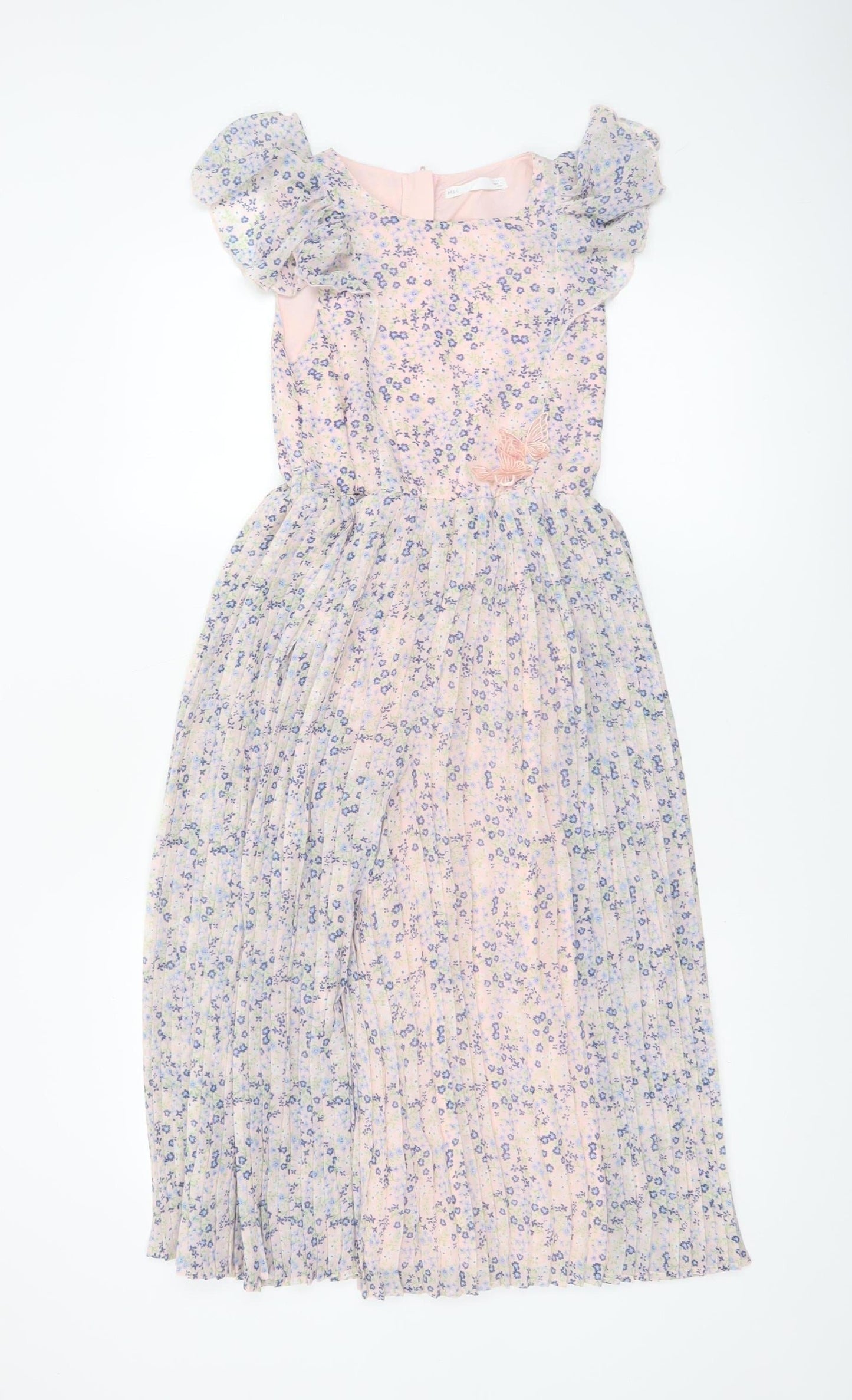 Marks and Spencer Girls Pink Floral Chiffon Romper 7-8 Years