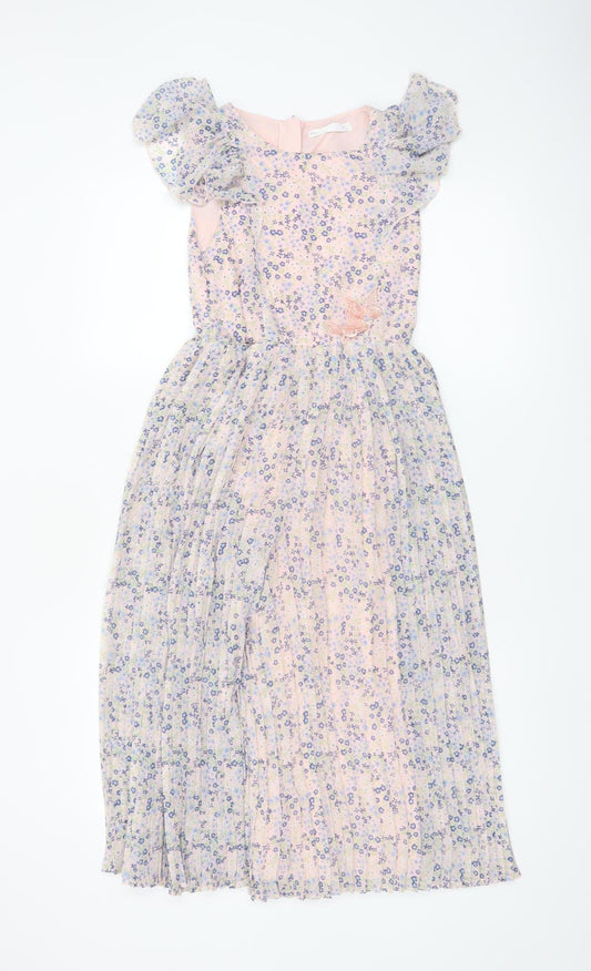 Marks and Spencer Girls Pink Floral Chiffon Romper 7-8 Years