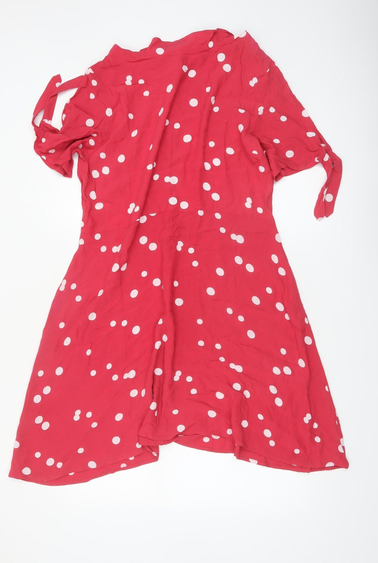 Next Women's Red Polka Dot A-Line Dress Size 18 Short Sleeve