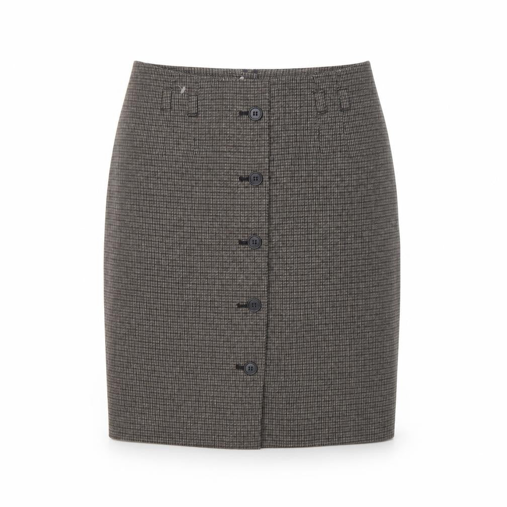H&M Women Brown Check Pencil Skirt Size 6 Tweed Workwear