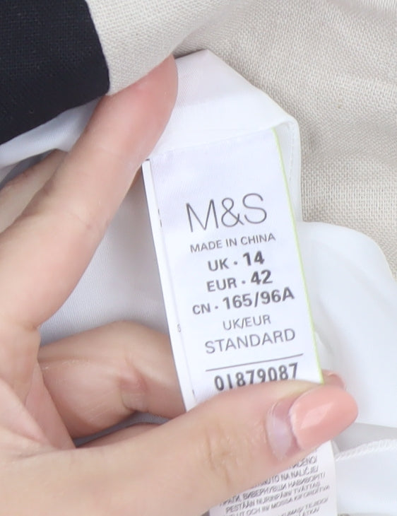 Marks and Spencer Women Black Beige White Colourblock Sheath Dress Size 14