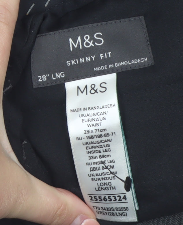 Marks and Spencer Men’s Grey Skinny Fit Dress Pants 28W 33L