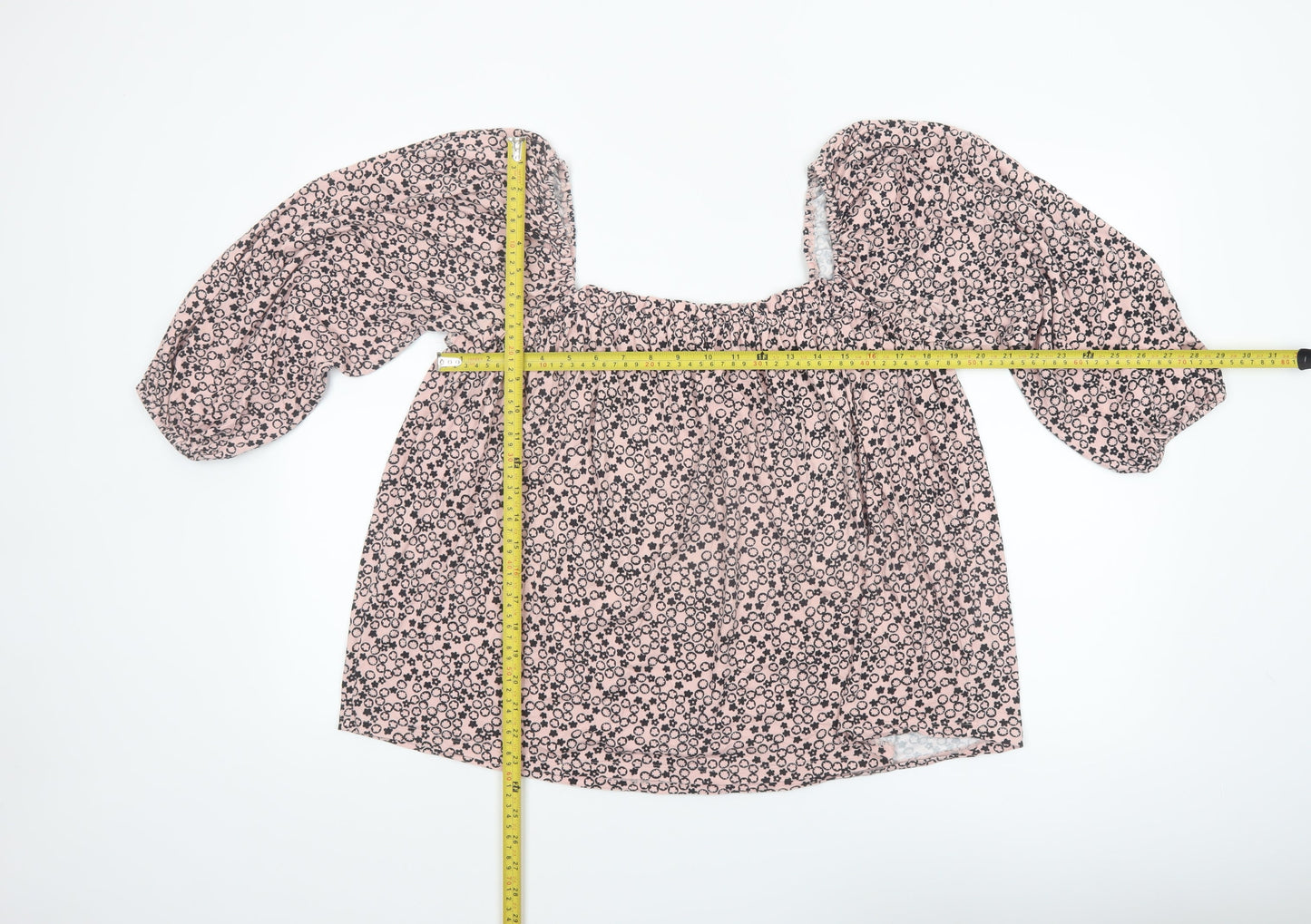 Boden Women’s Pink Floral Puff Sleeve Square Neck Blouse Size 14