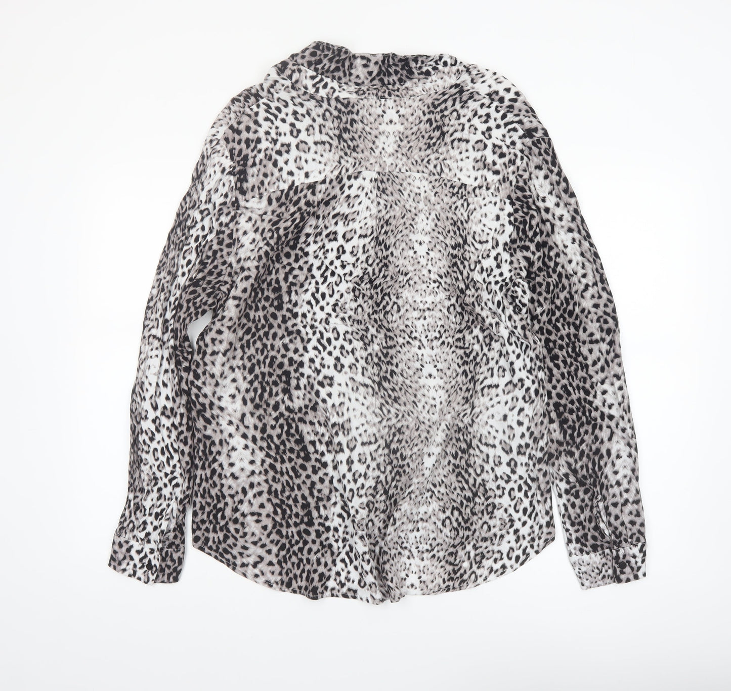 Mint Velvet Womens Black Animal Print Long Sleeve Tunic Blouse Size 16