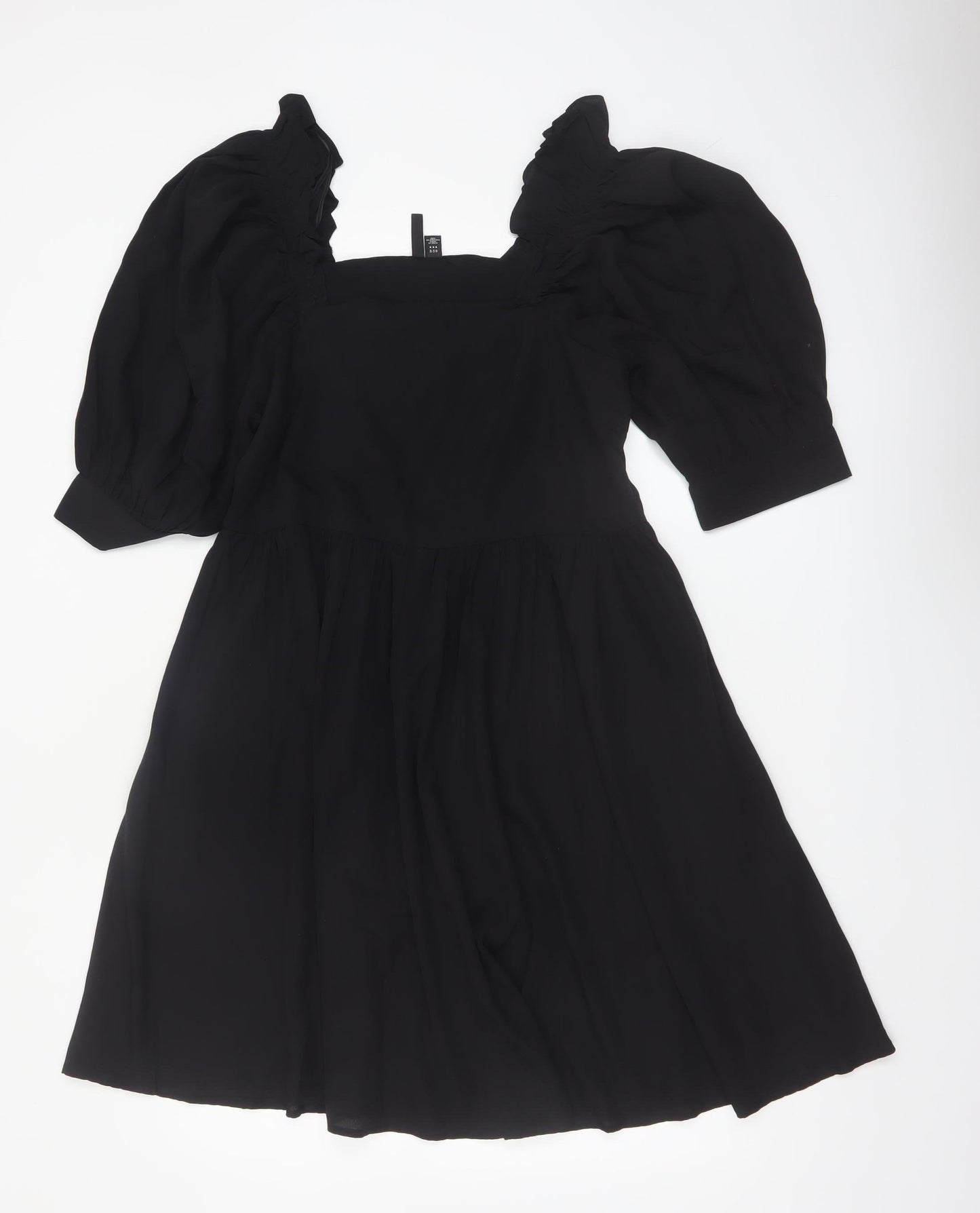 Vero Moda Women Black M A-Line Puff Sleeve Short Dress