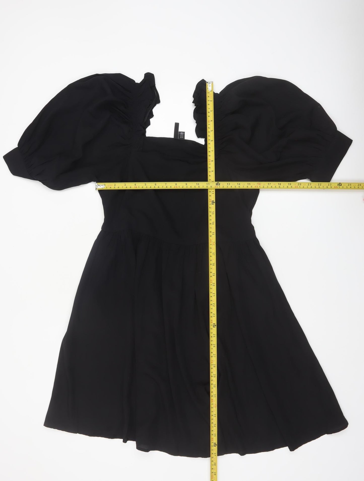 Vero Moda Women Black M A-Line Puff Sleeve Short Dress