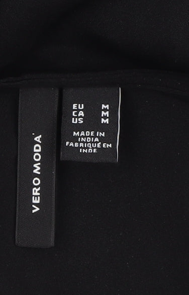 Vero Moda Women Black M A-Line Puff Sleeve Short Dress