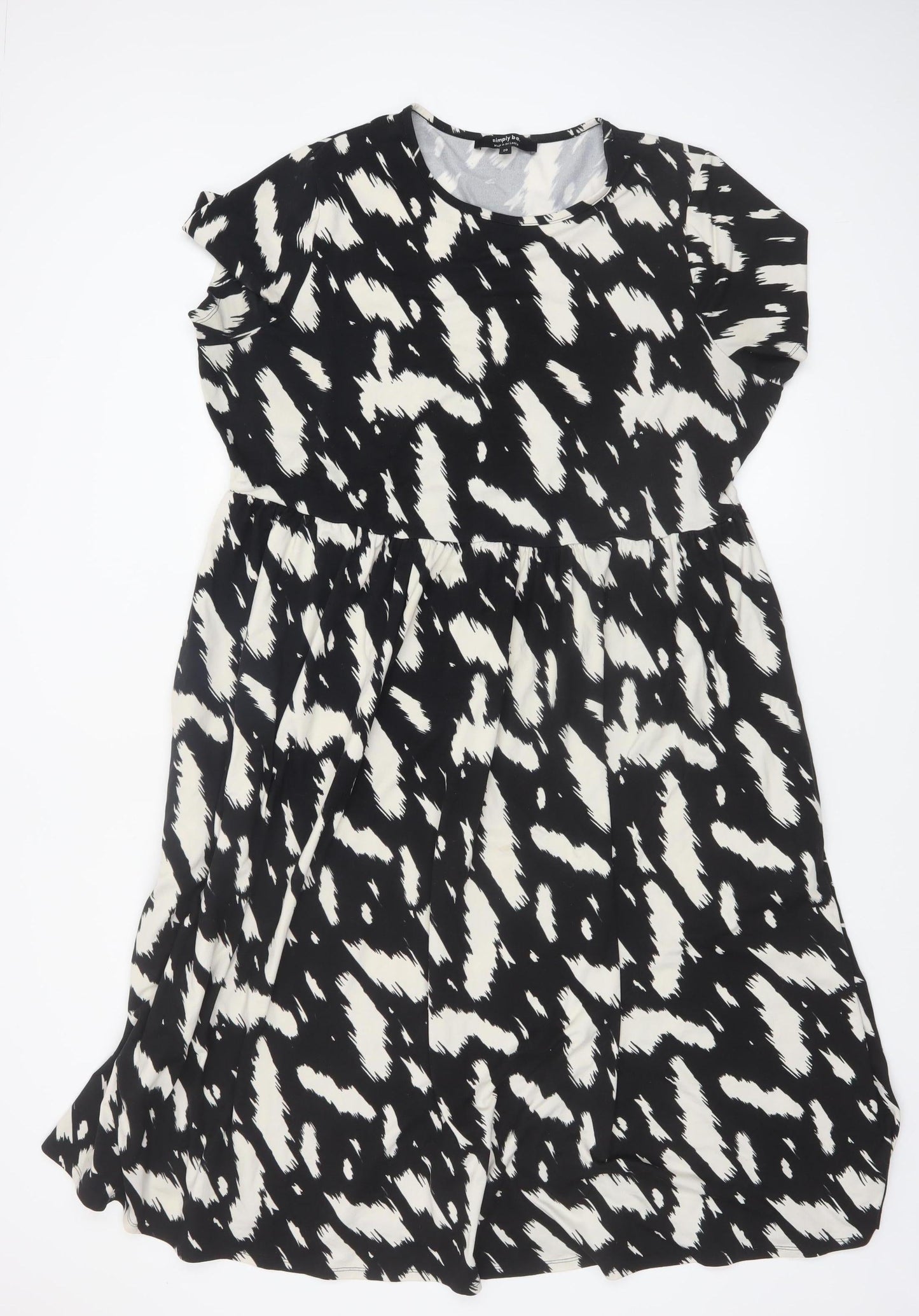 Simply Be Women's Black White Midi A-Line Dress Size 20
