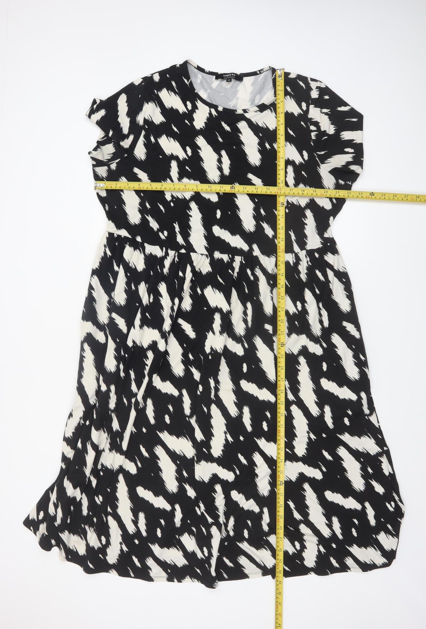 Simply Be Women's Black White Midi A-Line Dress Size 20