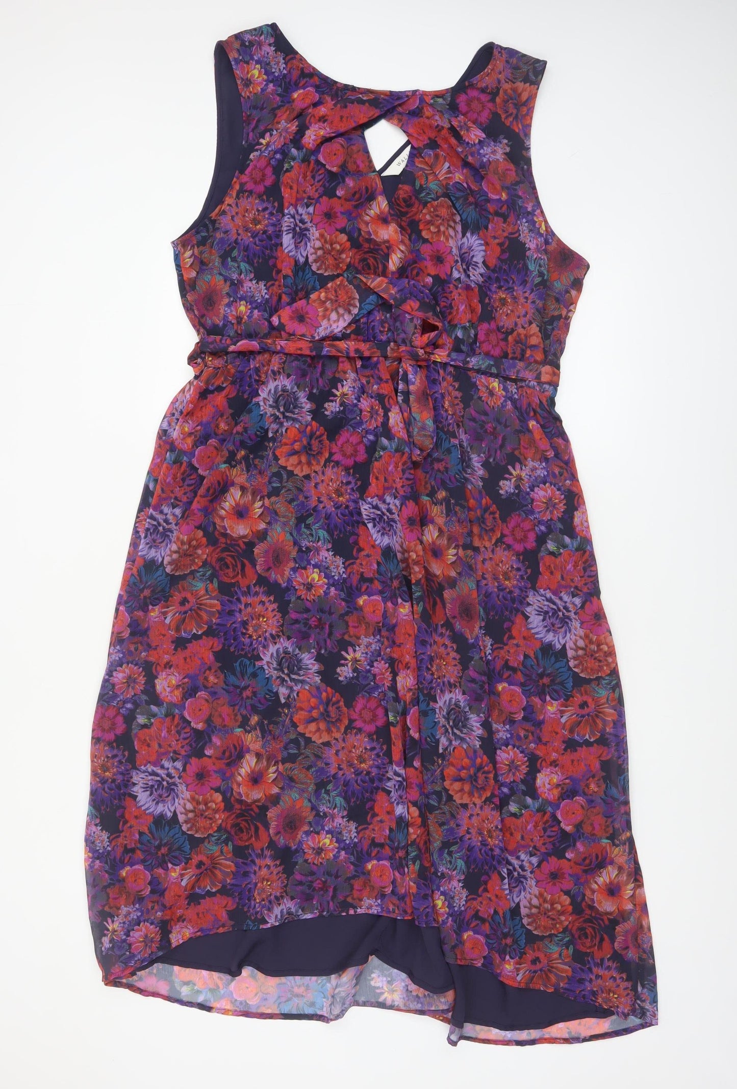 Wallis Women’s Multicoloured Floral Hi-Low Sleeveless Fit & Flare Dress UK 18
