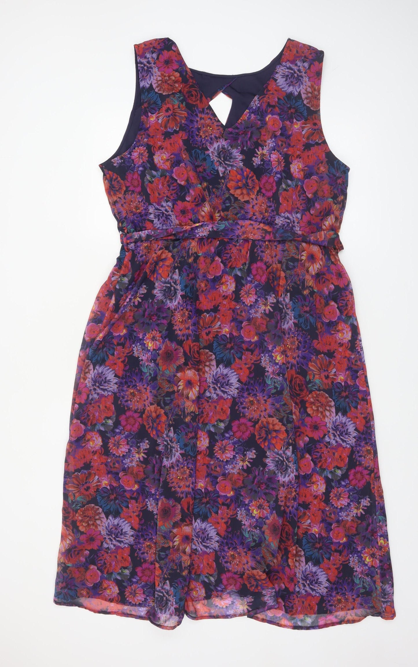 Wallis Women’s Multicoloured Floral Hi-Low Sleeveless Fit & Flare Dress UK 18