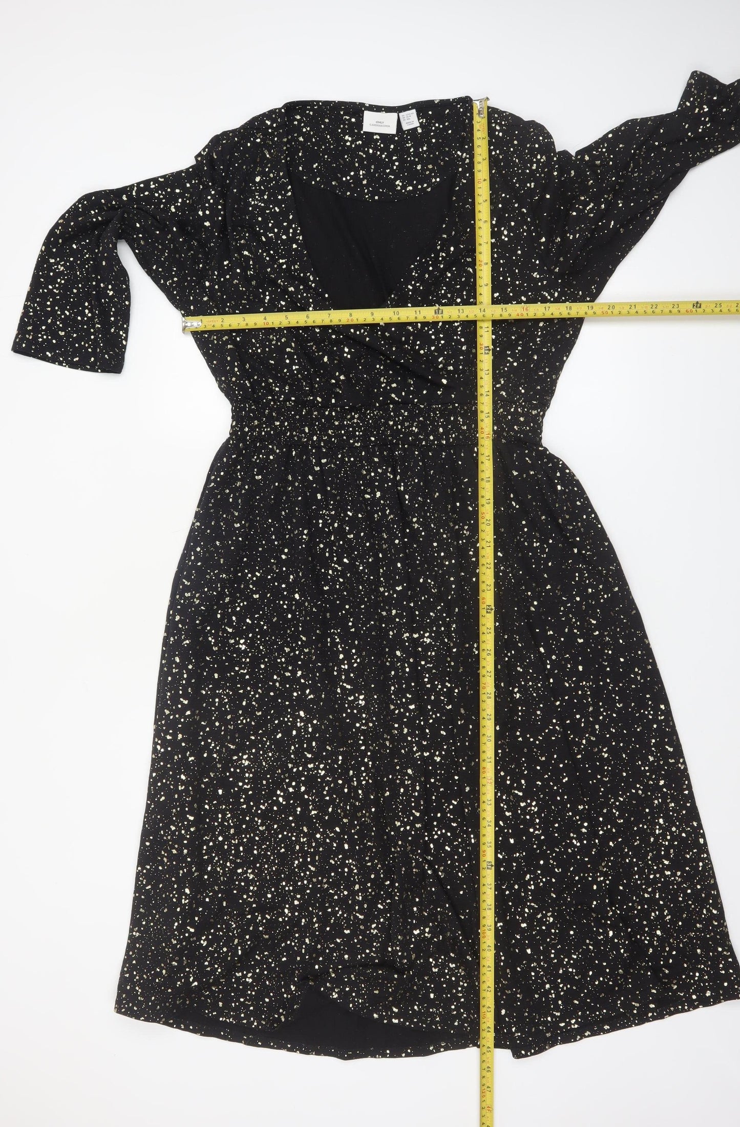 ONLY Carmakoma Women's Black Glitter Wrap Dress Size 16 3/4 Sleeve