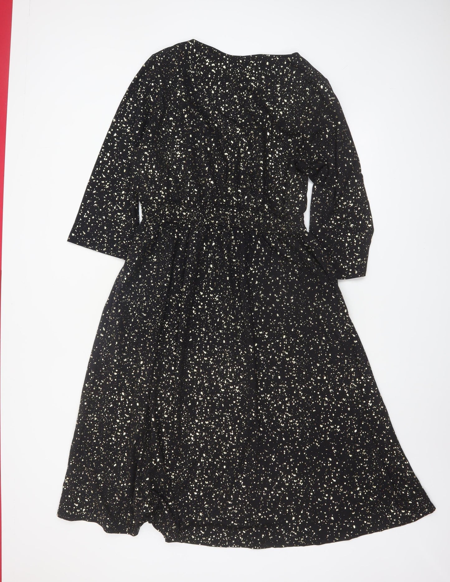 ONLY Carmakoma Women's Black Glitter Wrap Dress Size 16 3/4 Sleeve