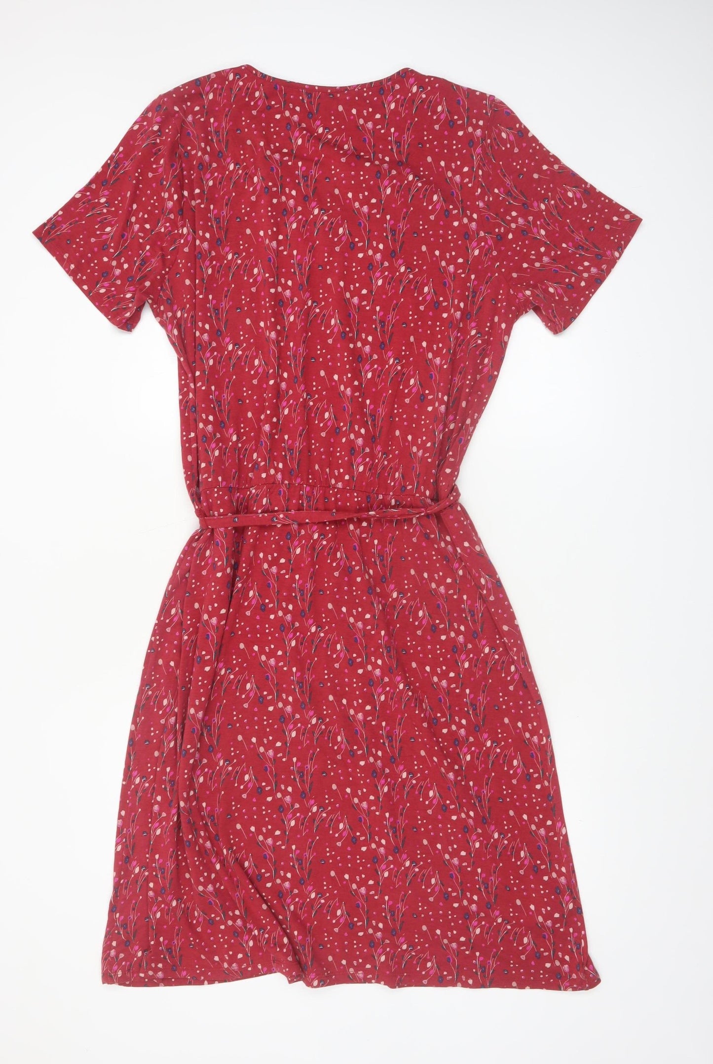 Laura Ashley Women's Red Floral Belted Shift Dress Size 18