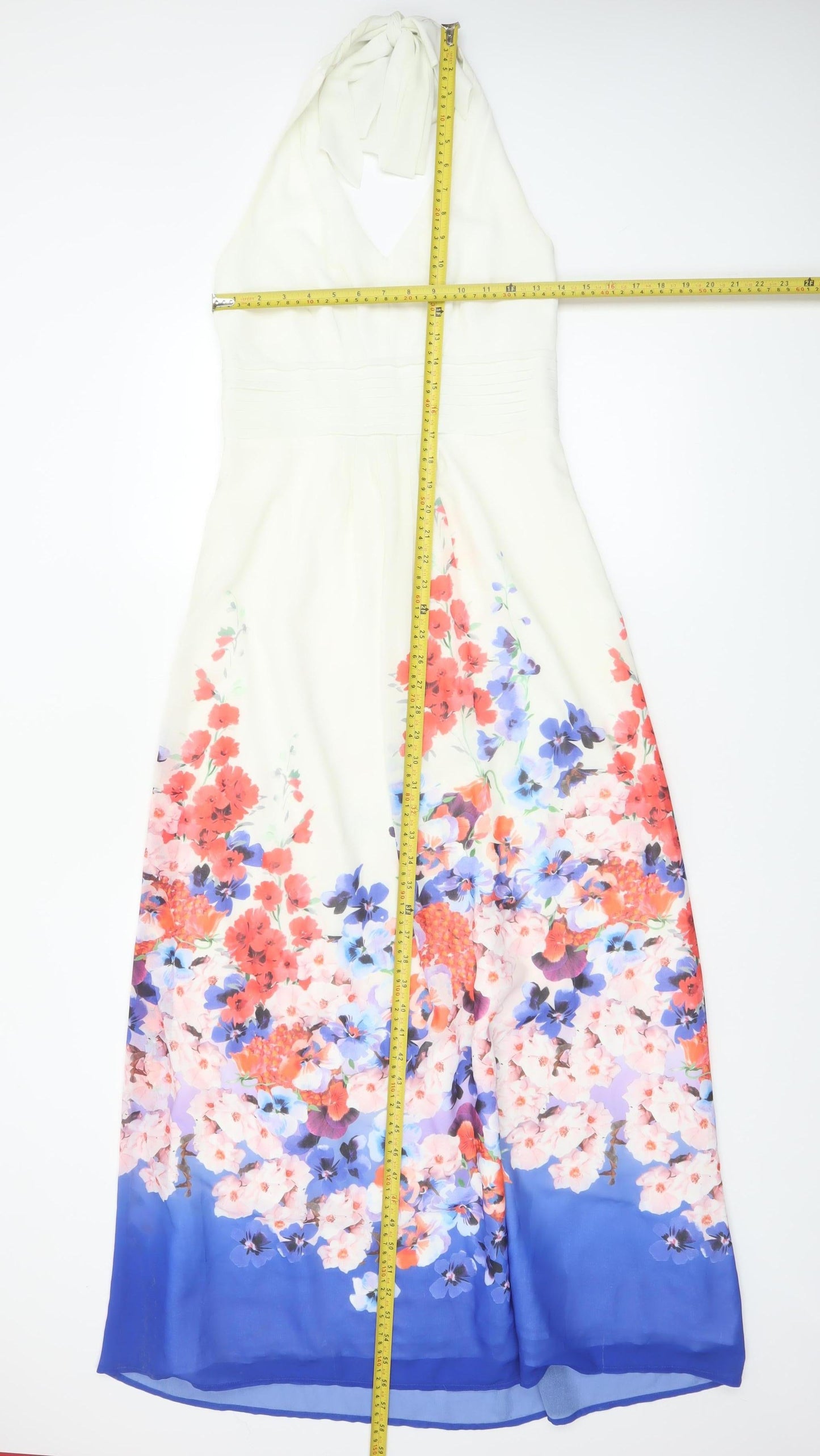 Monsoon Women’s Ivory Floral Maxi Halter Dress Size 10