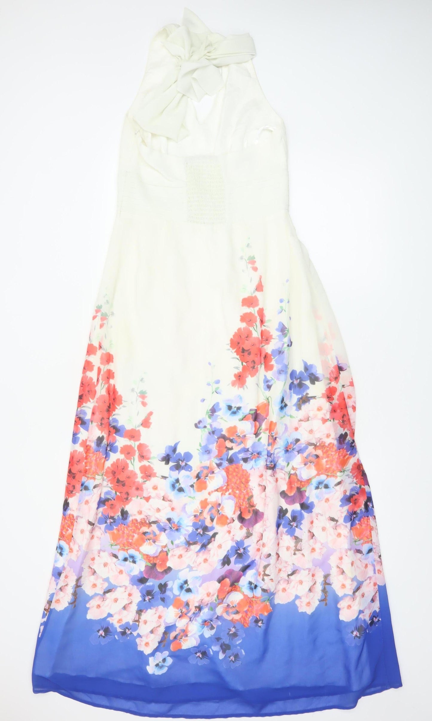 Monsoon Women’s Ivory Floral Maxi Halter Dress Size 10