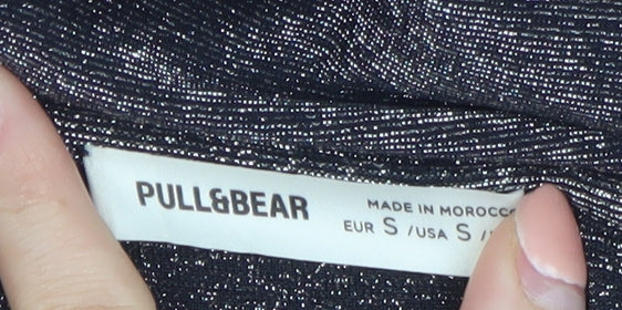 Pull&Bear Women’s Black Long Slip Dress Size S Glitter Partywear