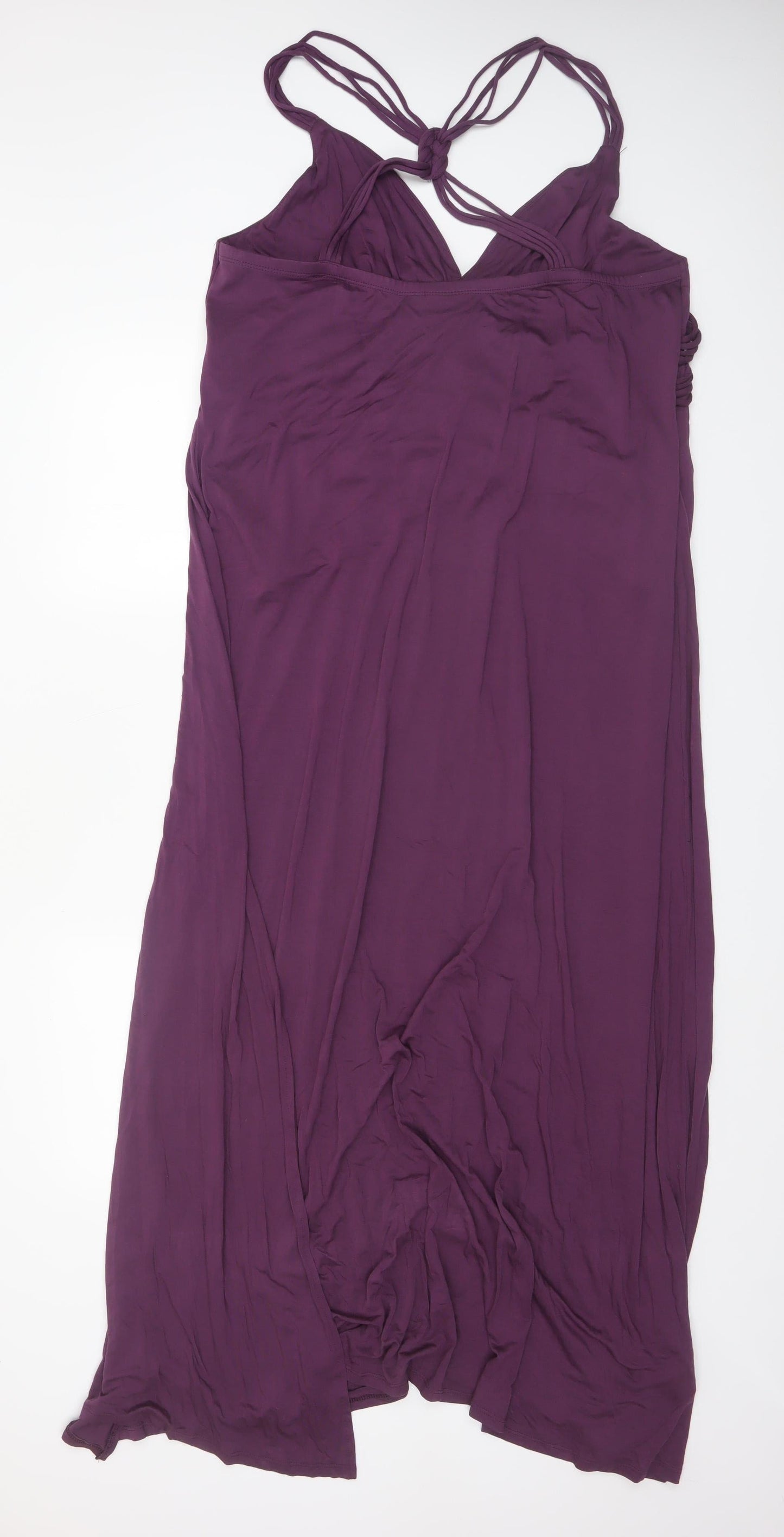 Next Women’s Purple Maxi Dress Size 22 Sleeveless V-Neck Stretch