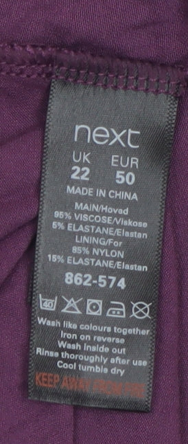 Next Women’s Purple Maxi Dress Size 22 Sleeveless V-Neck Stretch