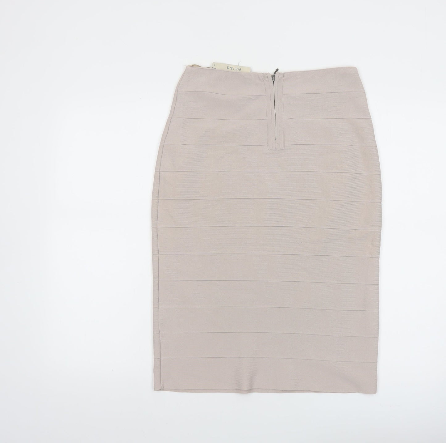 Reiss Women Beige Bandage Knit Pencil Skirt Size S