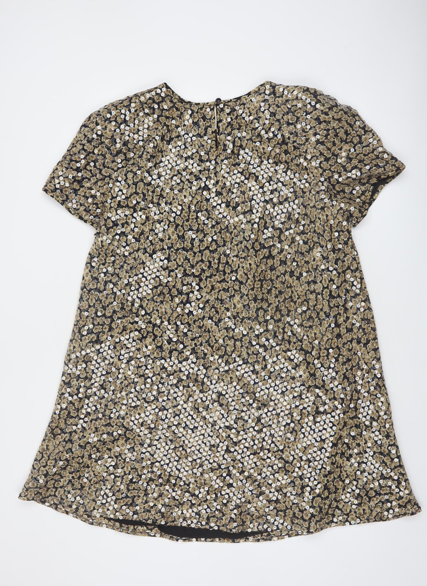 Liz Claiborne Women's Gold Sequin Petite Shift Dress Size 14